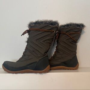 Columbia Brown Winter Rain Boots with Faux Fur Trim